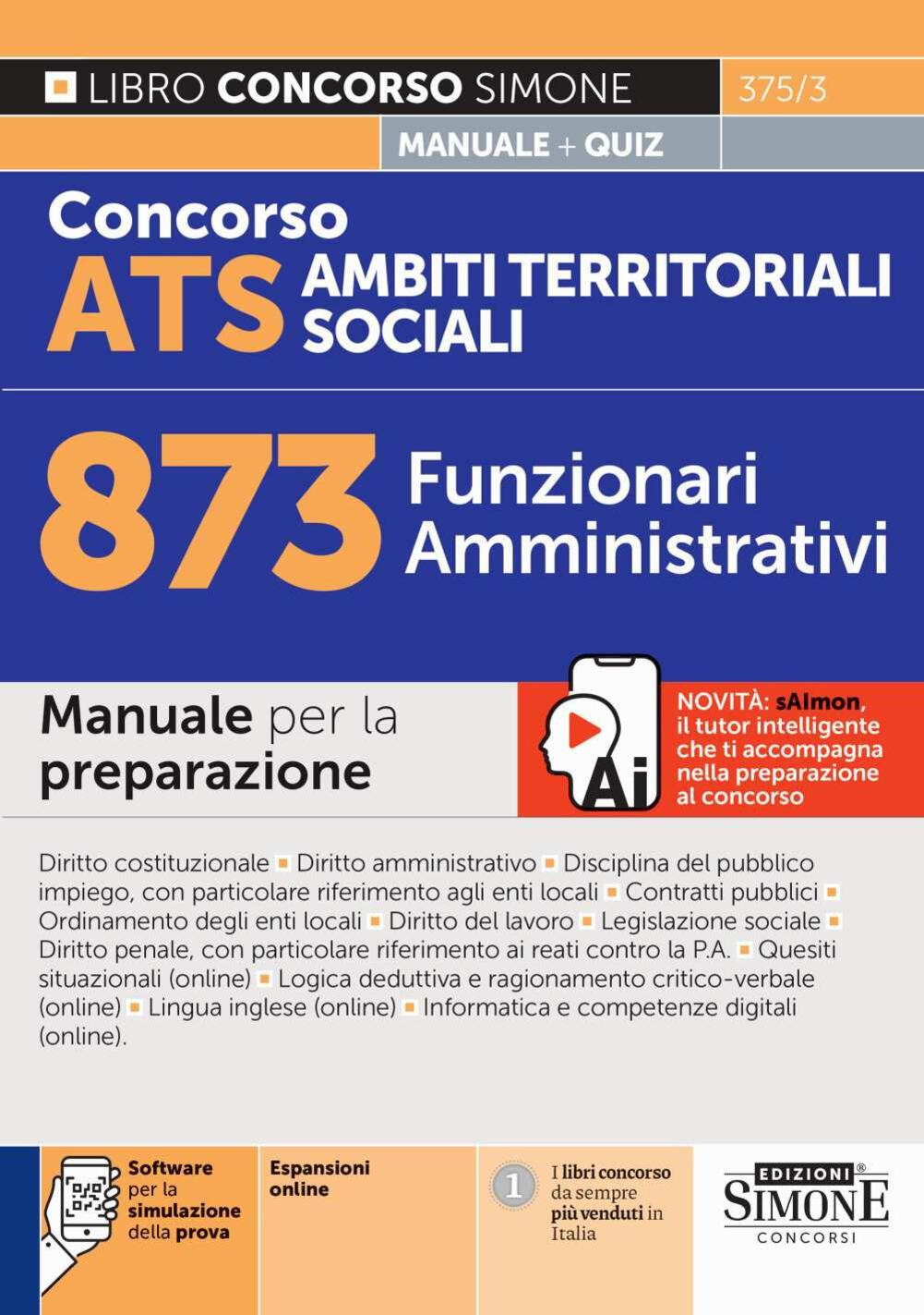 concorso ats ambiti territoriali sociali 873 funzionari amministrativi. manuale. con software per la simulazione della prova