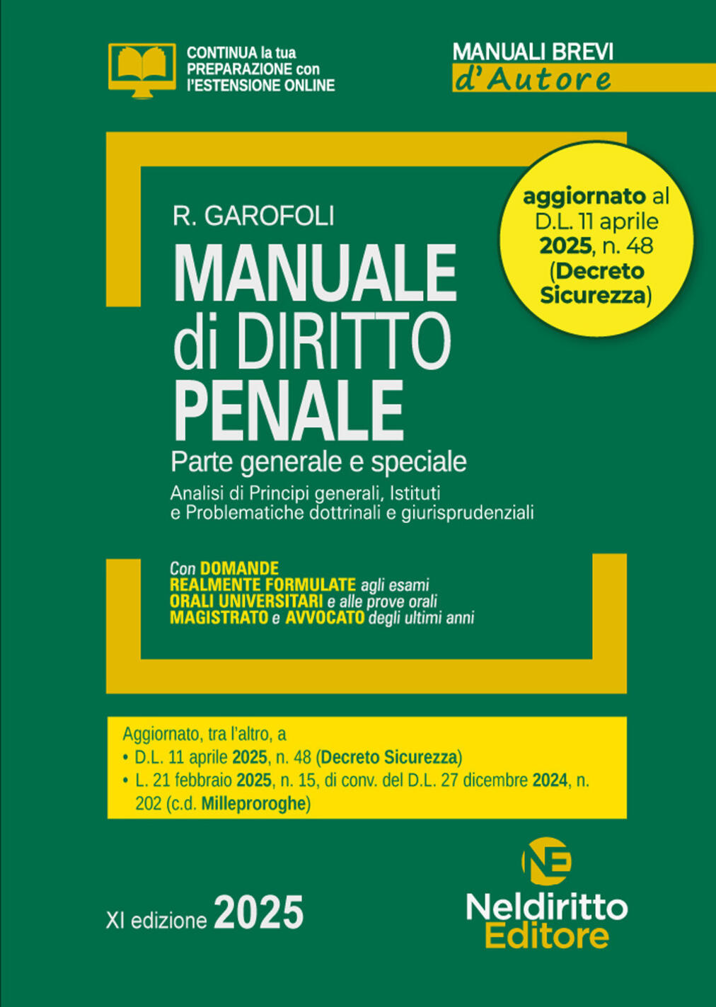 manuale di diritto penale. parte generale e speciale 2025. aggiornato al dl sicurezza