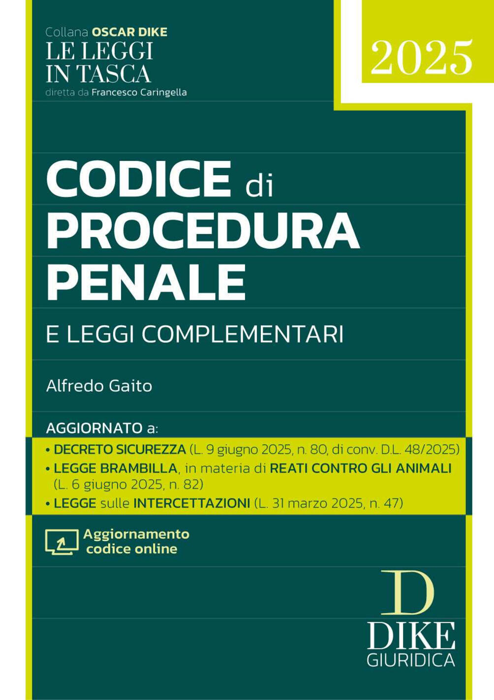 codice di procedura penale e leggi complementari pocket 2025. con aggiornamento codice online